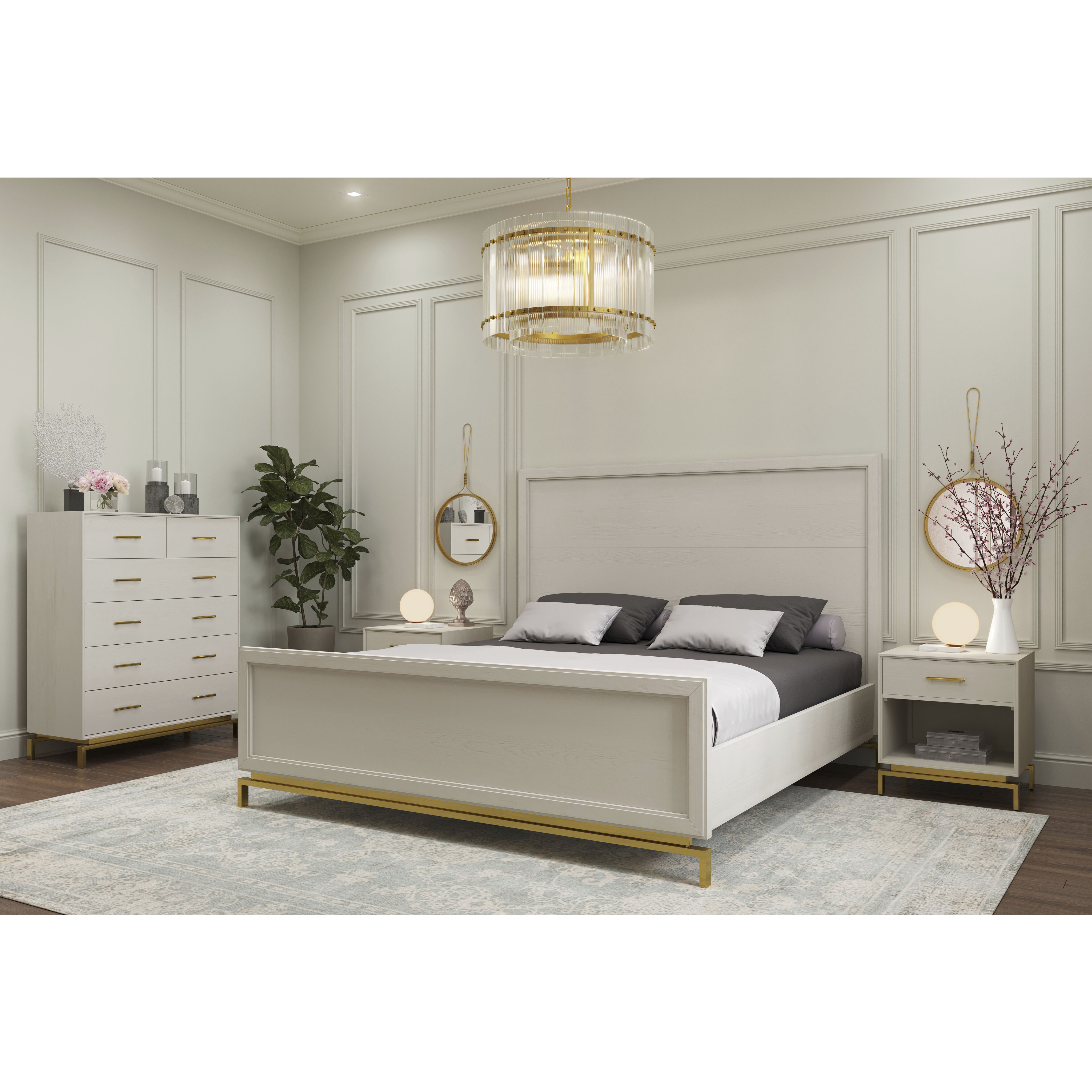 Valencia Taupe / Brass Bed, King